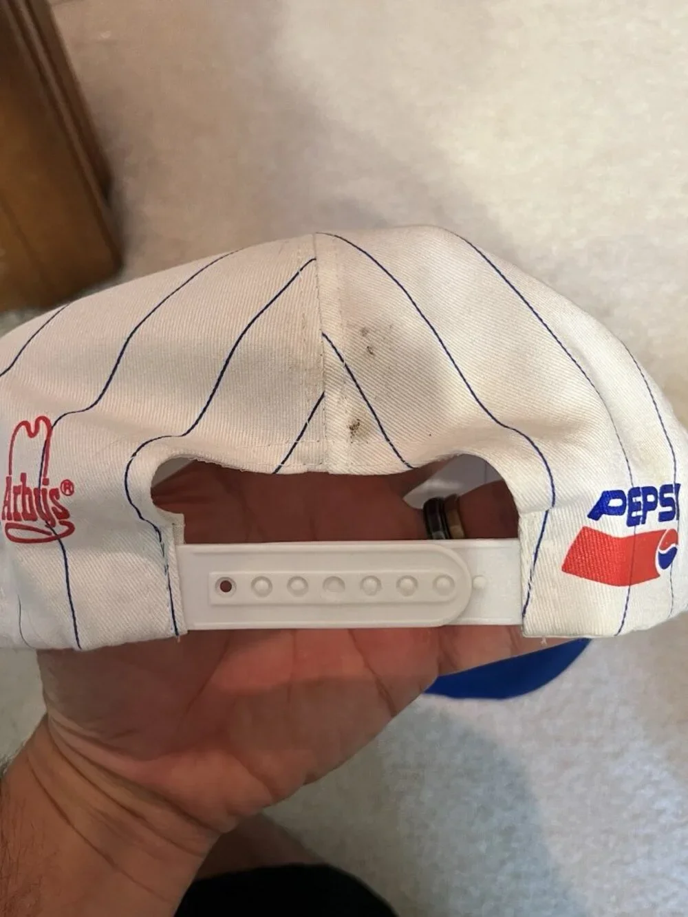 Vintage Chicago Cubs Arby's Pepsi Promo Snapback Hat Pinstripe MLB Baseball Cap